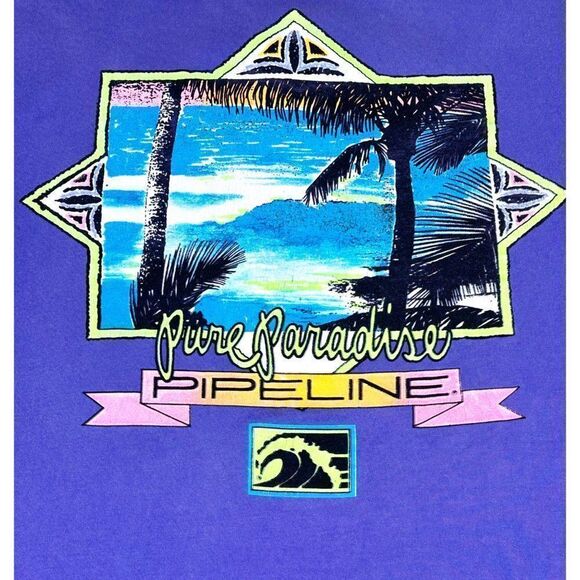 Vintage Pipeline T-Shirt Purple Large Surf Beach Skate Paradise Single Stitch - Picture 4 of 9